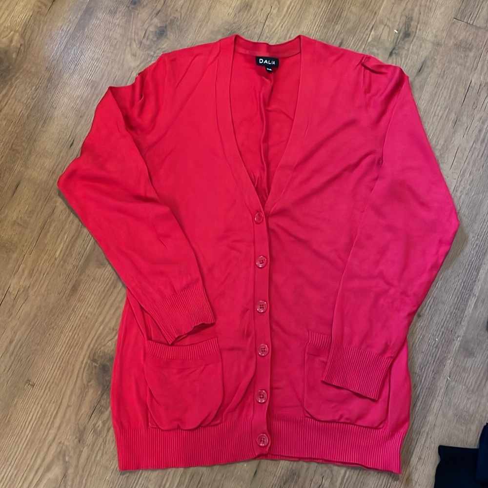 Dalia Women's Red and Black Cardigan Set - Picture 3 of 7